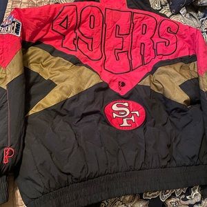 Mens Vintage NFL San Francisco 49ers Pro Player Puffer Coat Sz Large Football